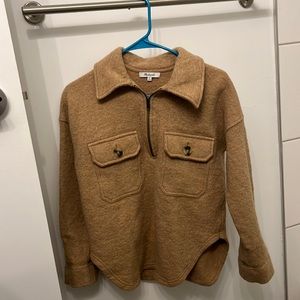 Tan quarter zip wool sweater